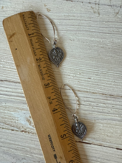 Sterling silver Hindu diety protection earrings.