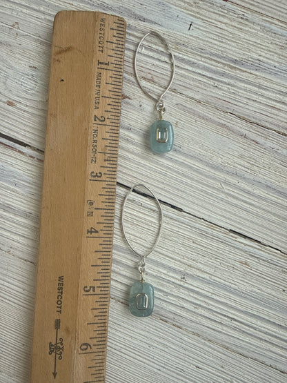Aquamarine with blue topaz earrings. Sterling ear wires.