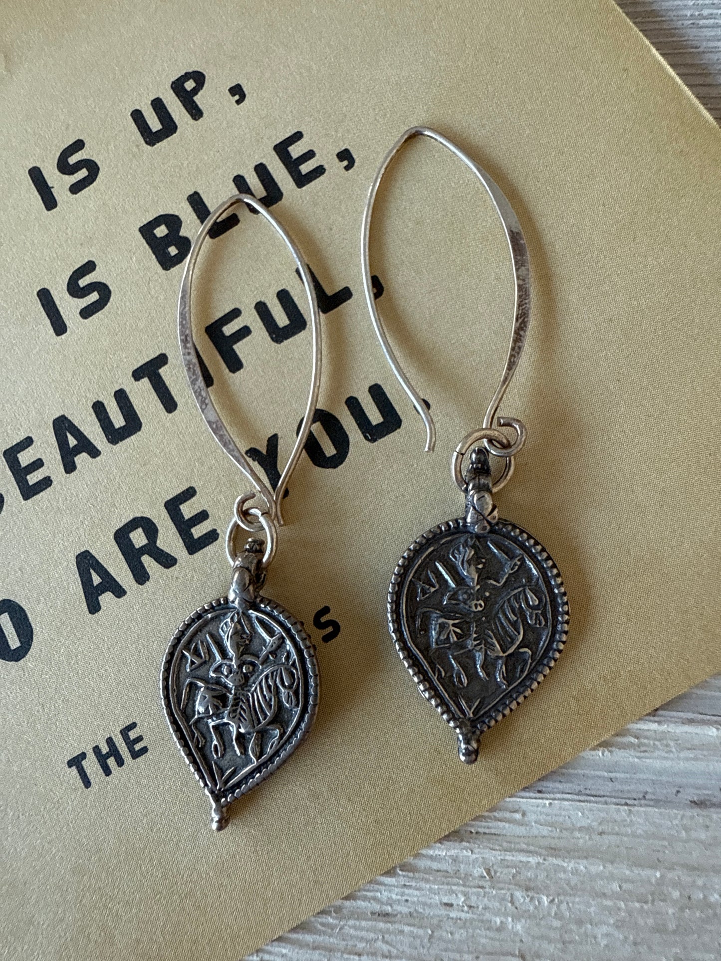 Sterling silver Hindu diety protection earrings.