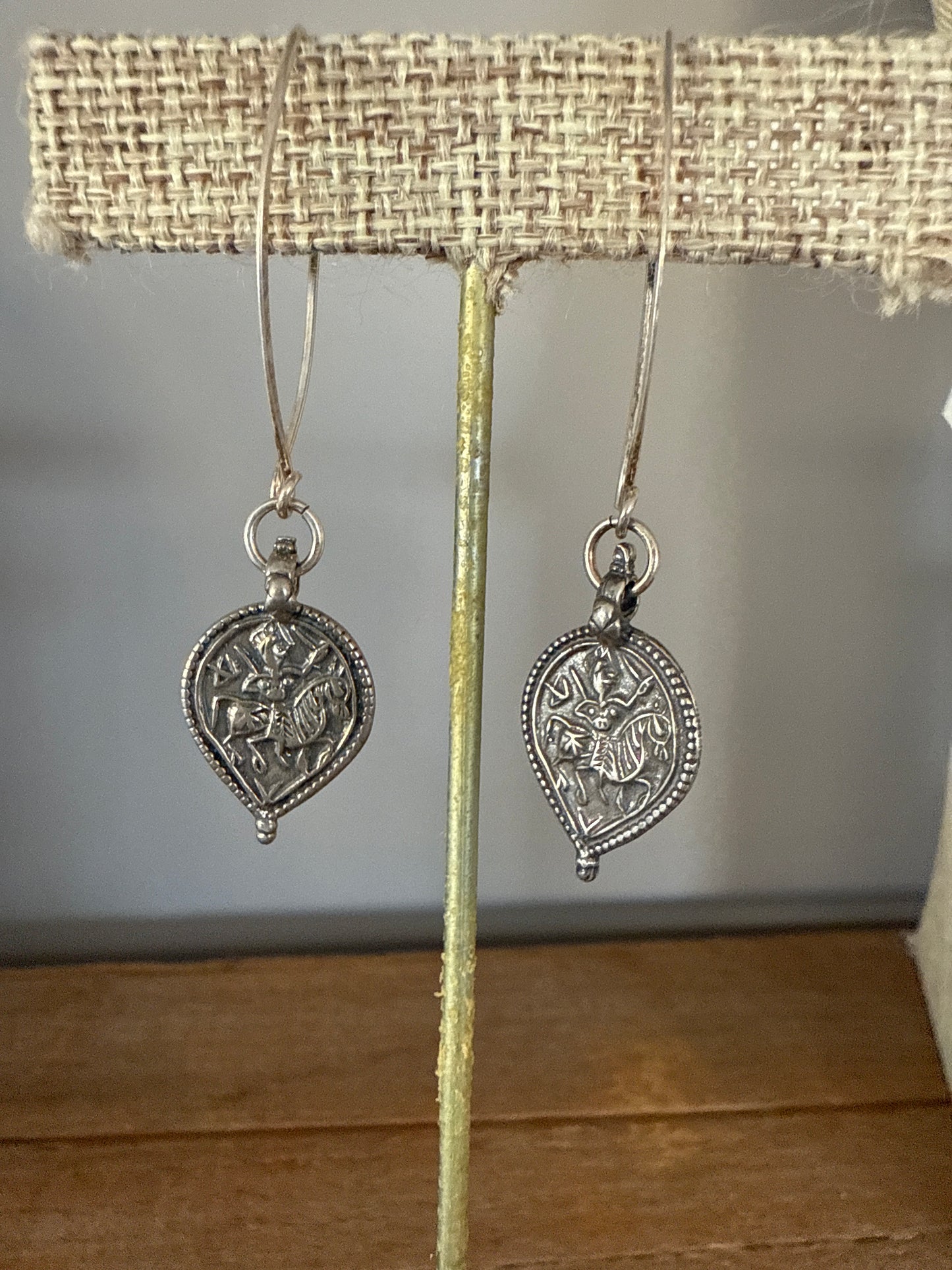 Sterling silver Hindu diety protection earrings.