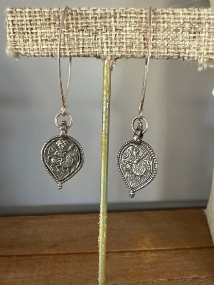 Sterling silver Hindu diety protection earrings.