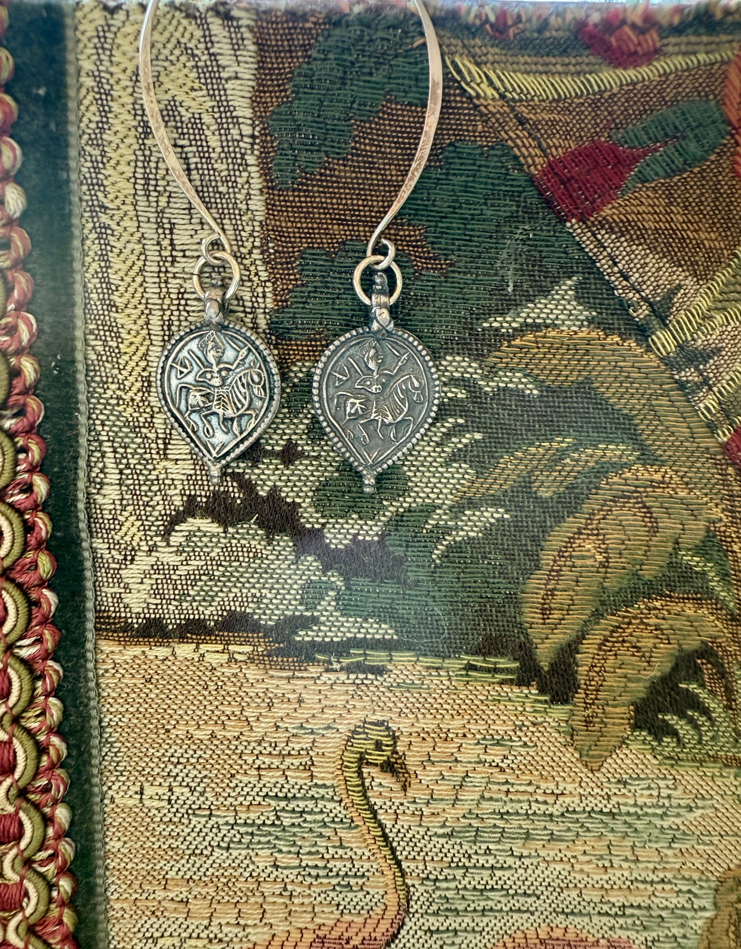 Sterling silver Hindu diety protection earrings.