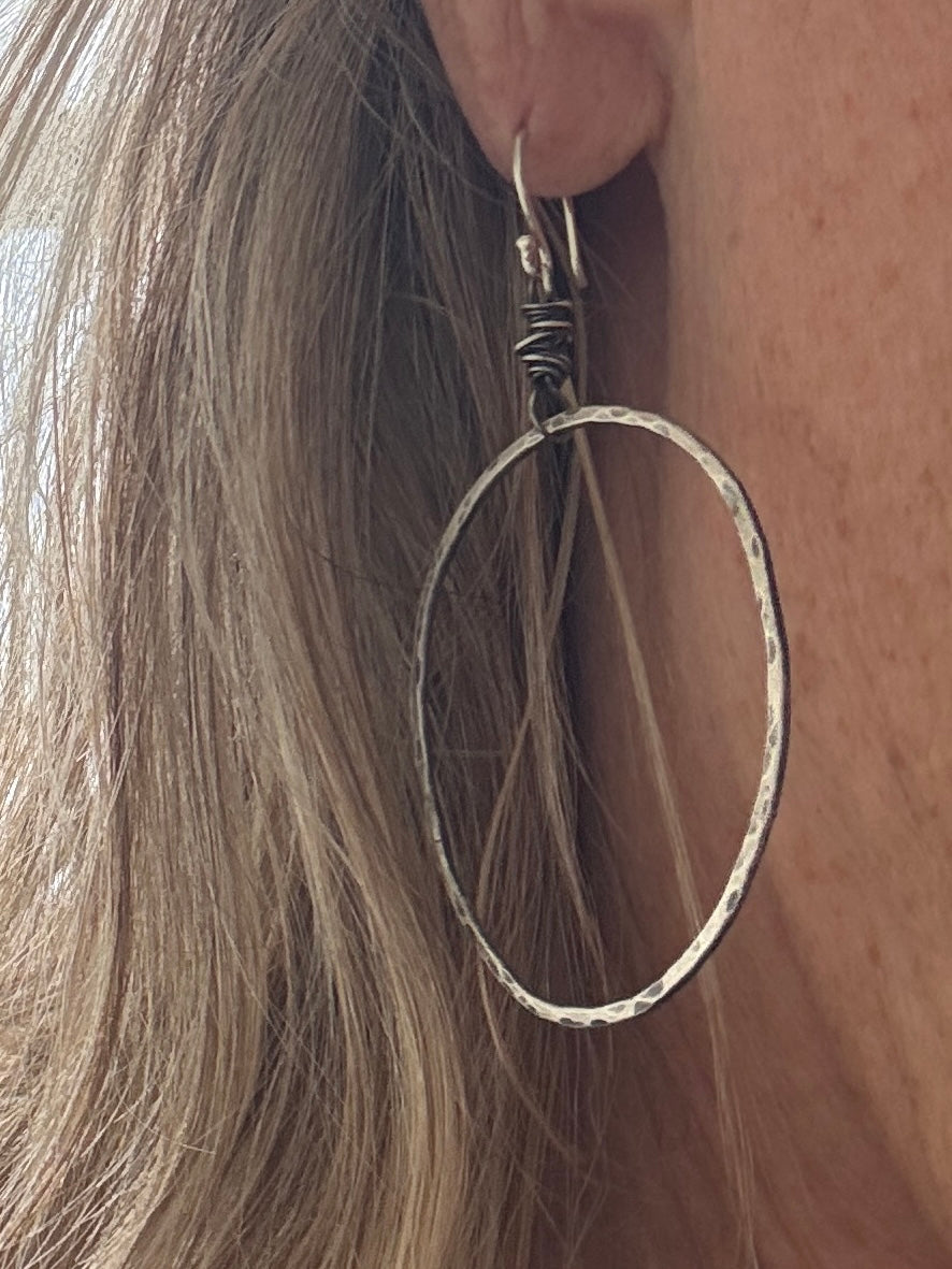 My favorite earrings. Pure silver. Handmade hoop earrings.