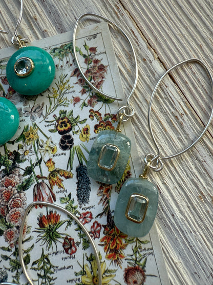 Aquamarine with blue topaz earrings. Sterling ear wires.