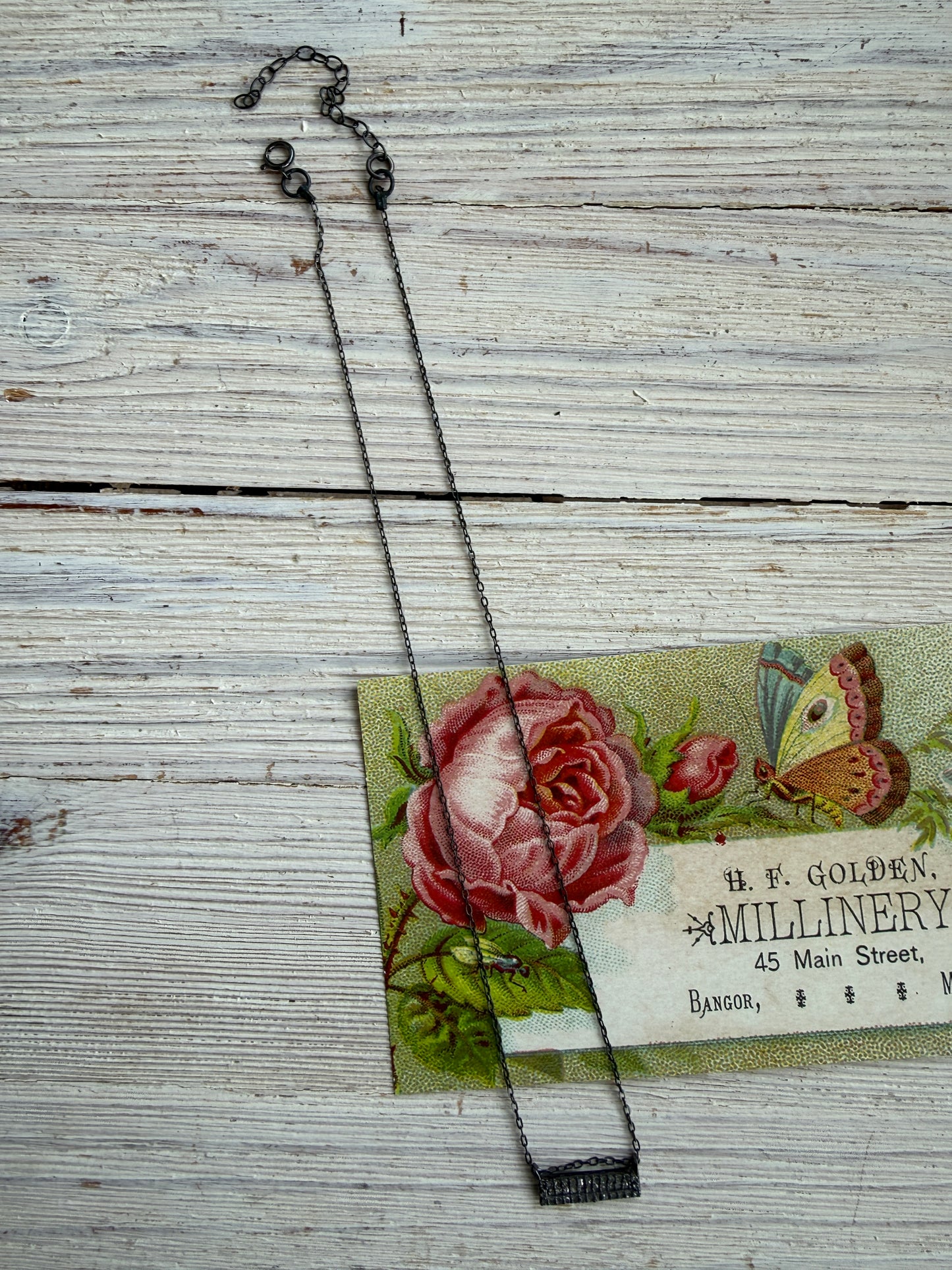 Pavé diamond bar delicate necklace. 14.5-16.75”.