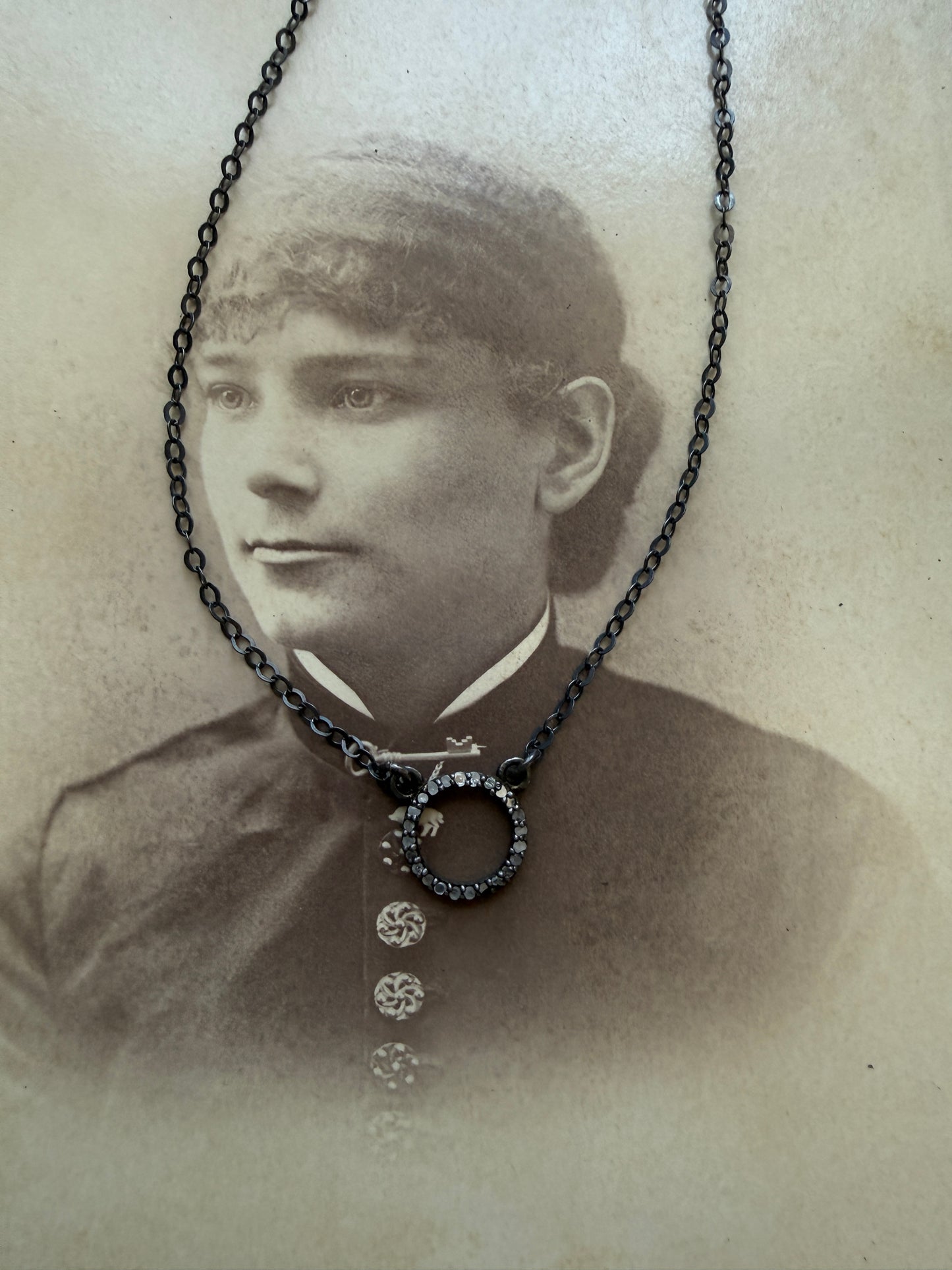 Diamond eternity ring delicate necklace. 16”