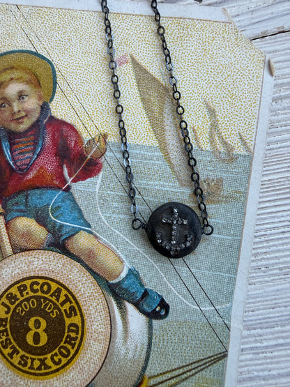 Pavé diamond anchor nautical necklace.  16.25-18”.