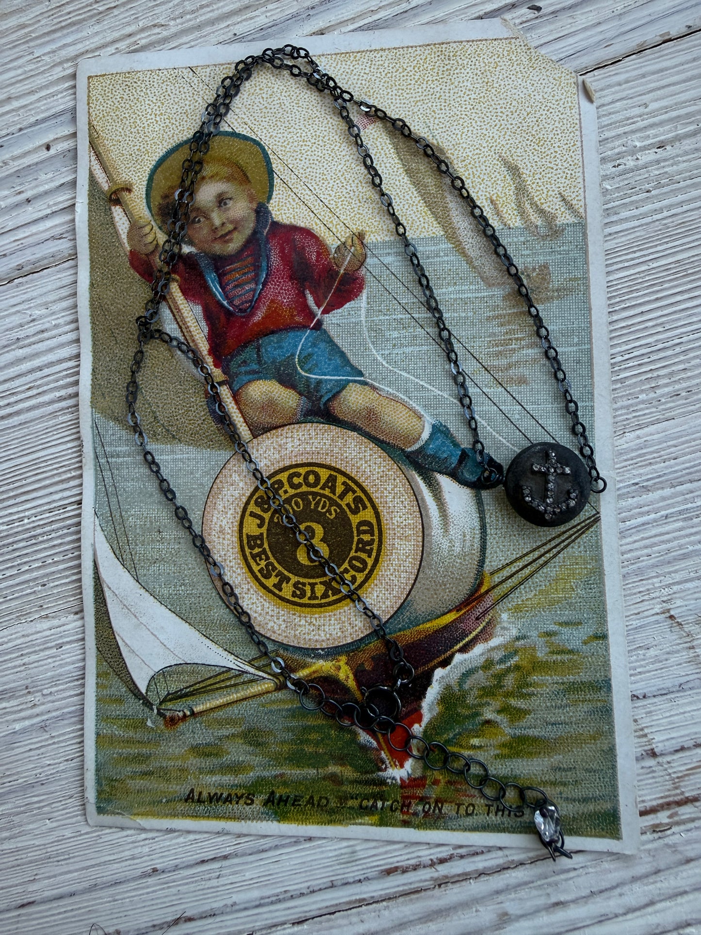 Pavé diamond anchor nautical necklace.  16.25-18”.