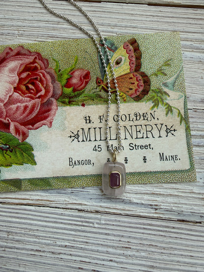 Rose quartz with pink topaz on sterling ball chain necklace. 18” long.