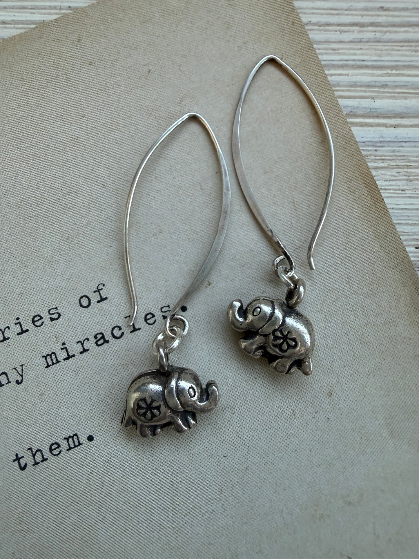 Fine silver elephant earrings.