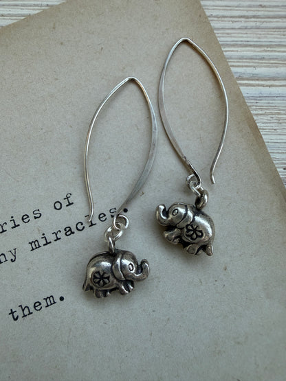 Fine silver elephant earrings.