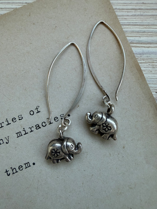 Fine silver elephant earrings.