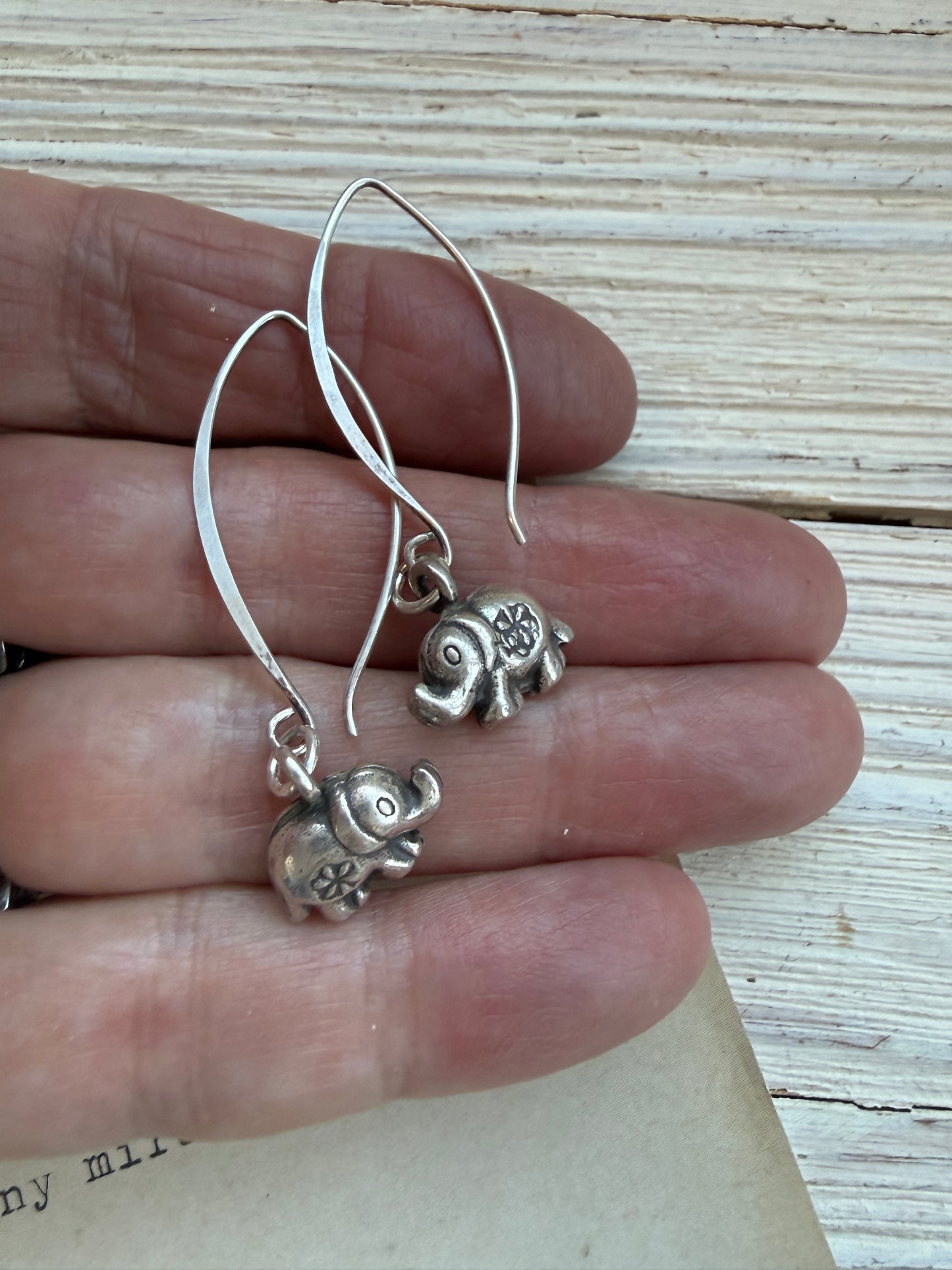 Fine silver elephant earrings.