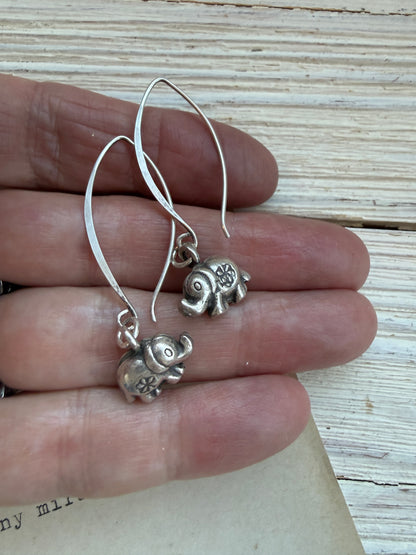 Fine silver elephant earrings.