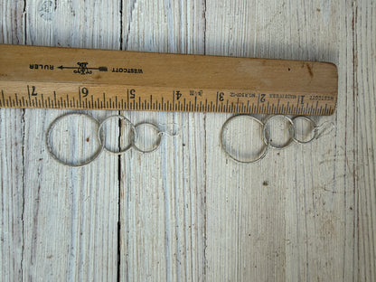 Triple hoop earrings in fine silver.