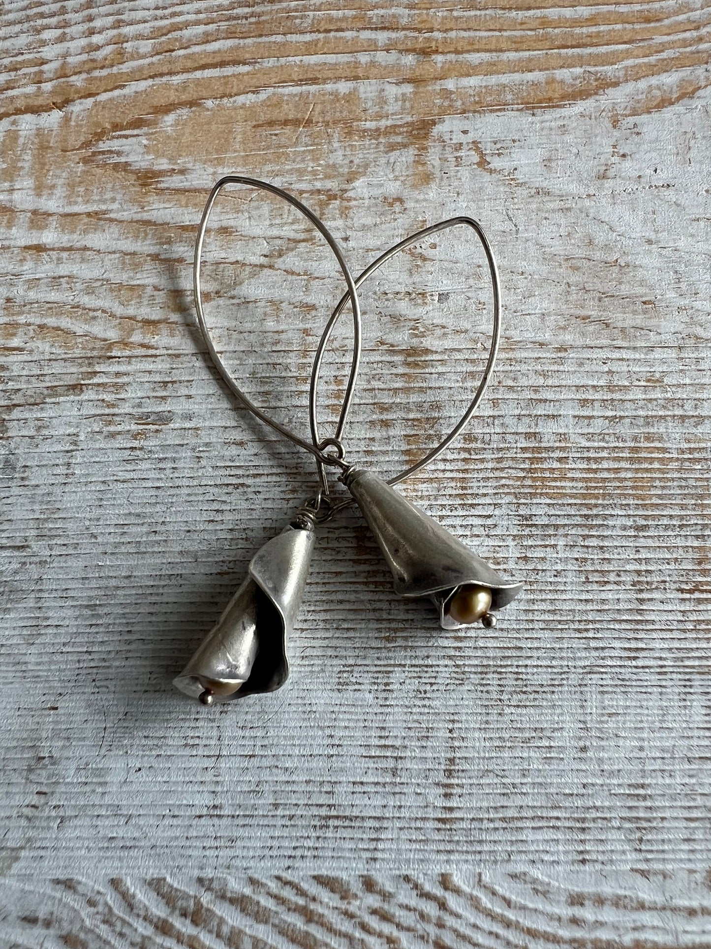 Fine silver lily earrings.