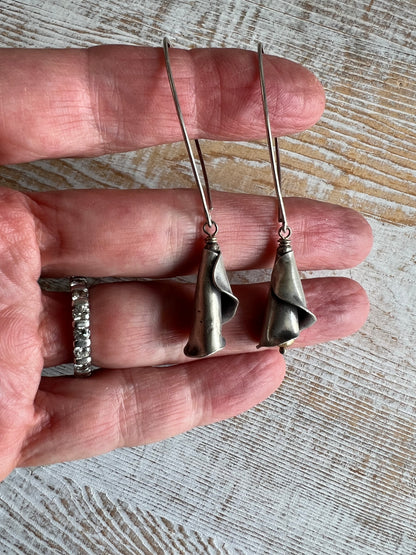 Fine silver lily earrings.