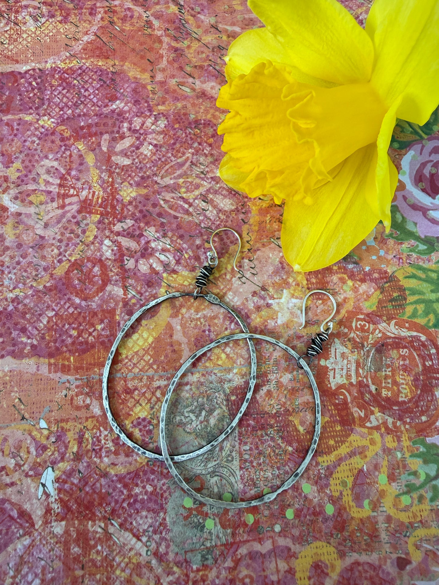 My favorite earrings. Pure silver. Handmade hoop earrings.
