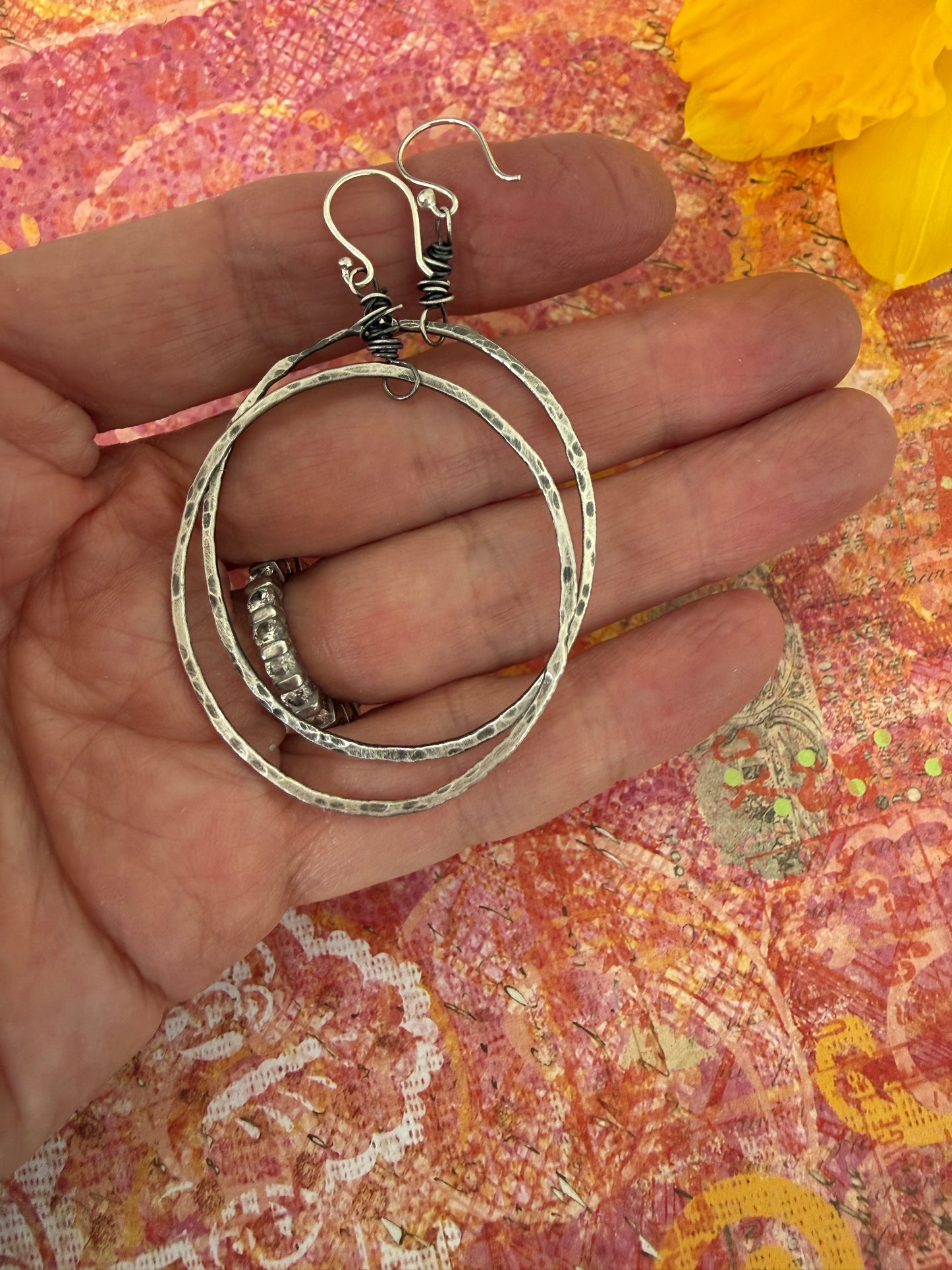 My favorite earrings. Pure silver. Handmade hoop earrings.