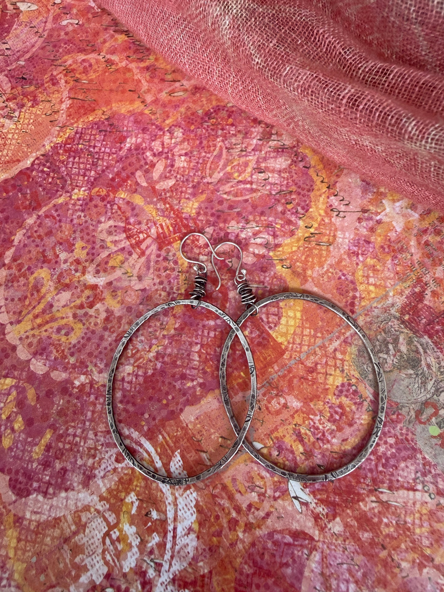 Everyday earring 2. Fine silver, handmade, large hoop earrings.