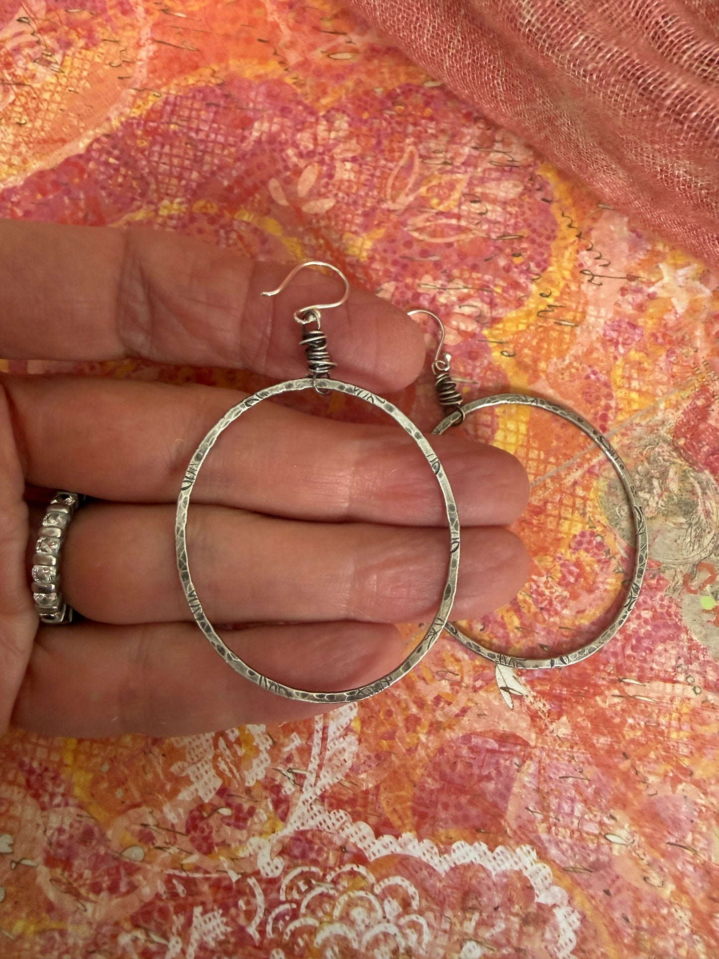 Everyday earring 2. Fine silver, handmade, large hoop earrings.