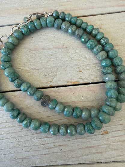 Faceted chrysocolla with one labradorite bead necklace. Sterling silver clasp and extender chain. 17.5-19”