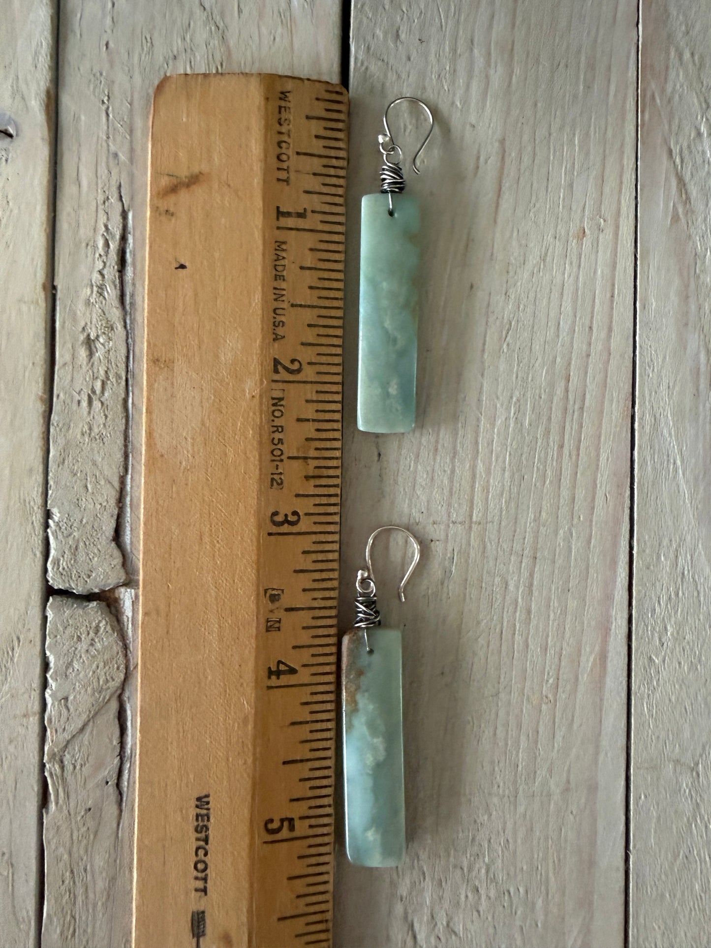 Green mountain jade tornado wrap earrings.
